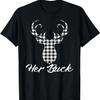 Herren Schwarz und Weiß Her Buck Passende Weihnachtspaar Pyjama T-Shirt
