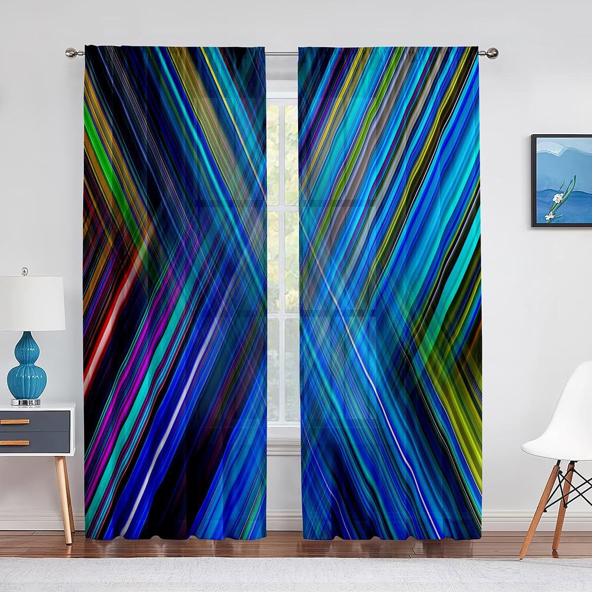 Плед с диагональными линиями и ромбами Тюль Шторы для гостиной Спальня Украшения — фото 14