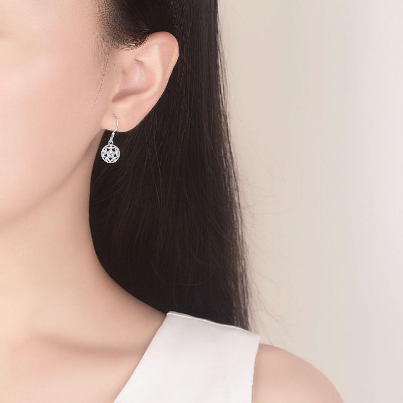 925 Sterling Silver Fashion Temperament Round Hollow Lotus Zircon Earrings Birthday Party Anniversary Gift