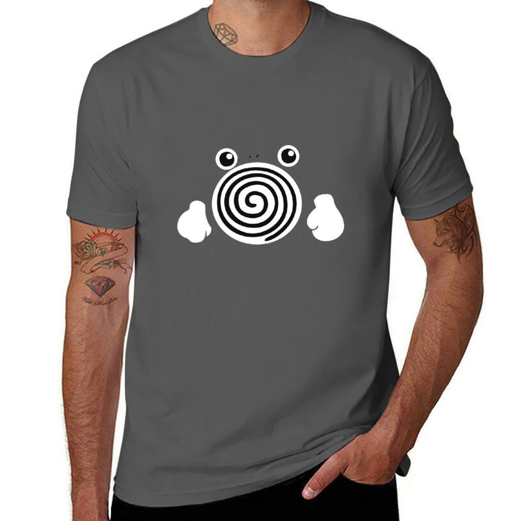 Minimalistisches Poliwhirl T-Shirt, koreanische Mode, Schwergewichte, schnelltrocknende Oberteile in Übergrößen, Herrenbekleidung