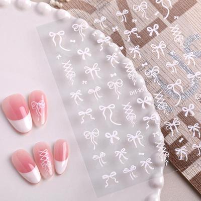 Bow Nail Art Stickers 3D Cute Bowknot Design Gold Foil Manicure Charms Trendy Decoration for Holidays