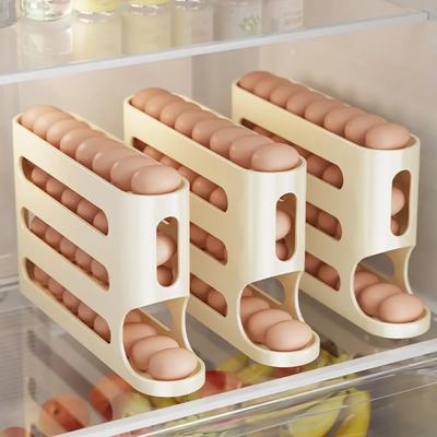 4-lagige Leiter Eierbox Aufbewahrung Kühlschrank Eierablage Automatischer Rollender Eierhalter Aufbewahrungsbox Behälter Küche Kühlschrank Eierspender Kühlschrank Organizer