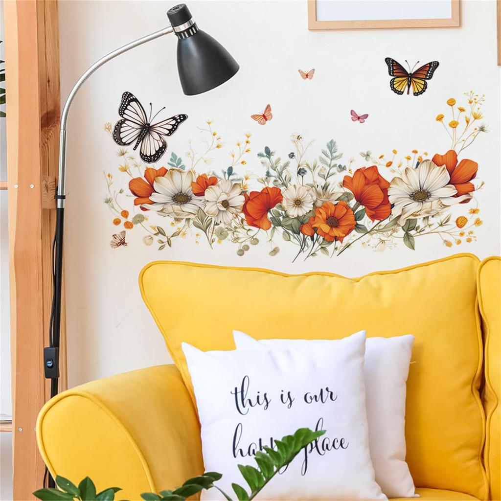 Strawberry Flower Green Plant Wall Daisy Small Stylish Wallpaper Wall DIY Kids Wall and Rental Wall Paper Stickers, Stickers, Flowers, Butterflies,