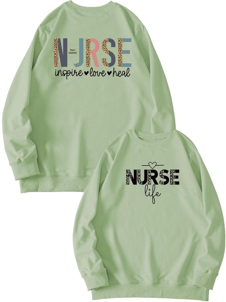 European Front & Back Print Nurse Inspire Love Heal Women's Versatile Hoodie