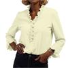 Women's Solid Color Long Sleeved Ruffled Women's Knitted Sweater Cardigan Top