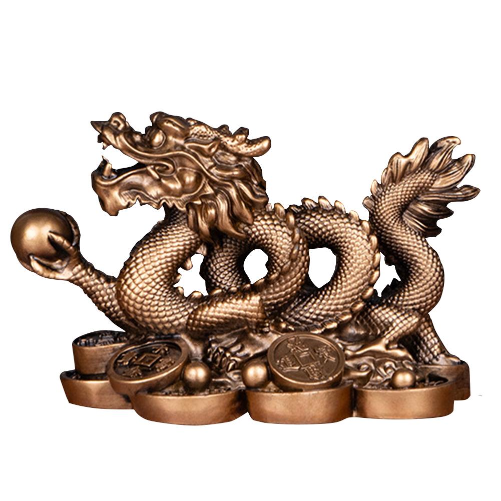 2025 Chinese Dragon Figurines Resin Dragon Figurine Ornament Attract Wealth Auspicious Dragon Statuette Desktop Decoration