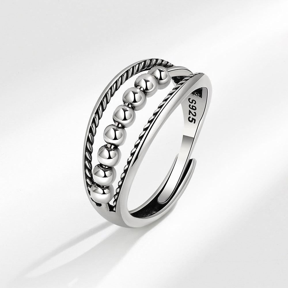 

Stylish Geometric Chain Bead Index Ring For Women Versatile Niche Design Fashion Jewelry opening adjustable
