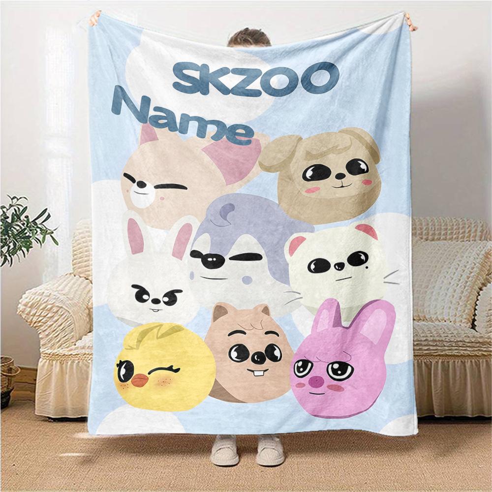 Custom Name Animal Friends Together Party Blanket For Couch Bed Plush Cozy Fuzzy Blanket Super Soft Warm Blankets For Fall And Winter 091641