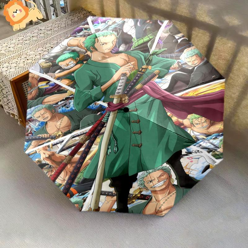 1 Stück Automatischer Faltregenschirm - Roronoa Zoro Muster Tragbares faltbares Design mit 8 Speichen Weihnachts-Geburtstagsgeschenke