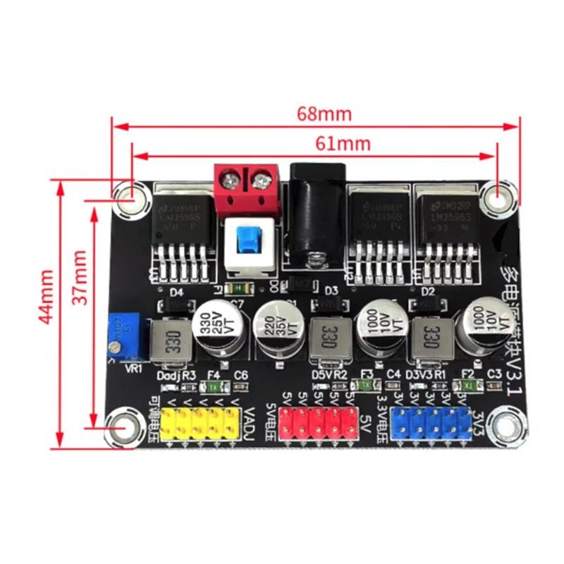 Adjustable Voltages Regulator Module 3.3V 5V DC7-25V Input With Overloads Protections For Robotics Lab Use