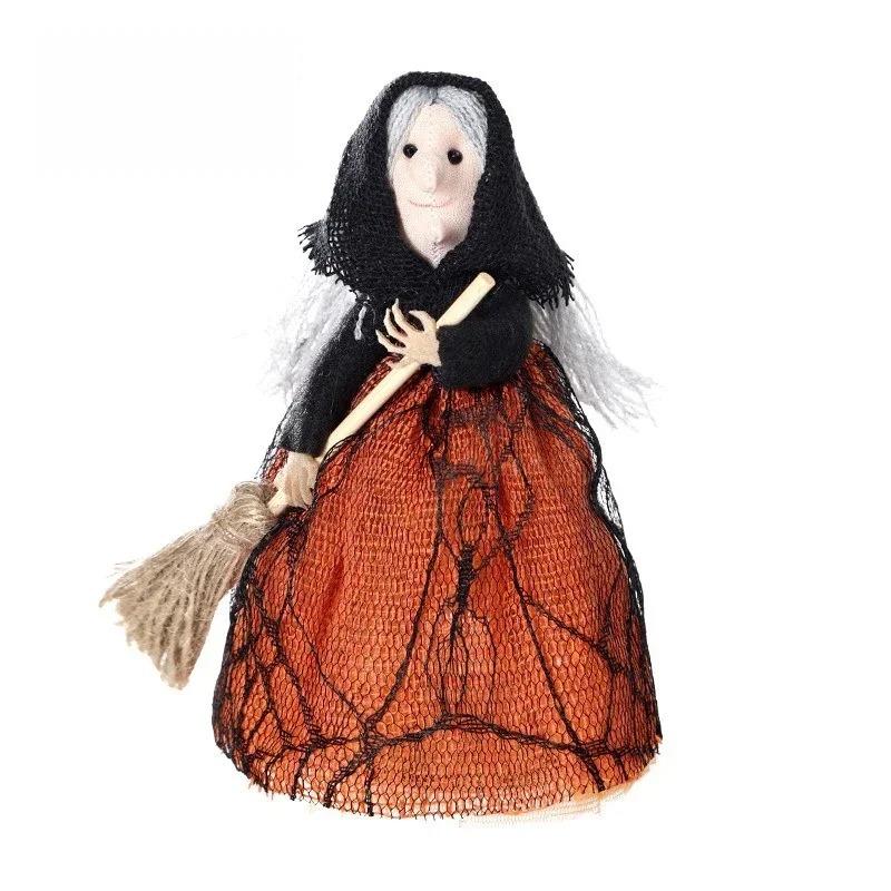 1-5PCS Halloween Witch Figurine with Broom Hanging Resin Ornament for Indoor Outdoor Garden Porch Party Photography Decoration