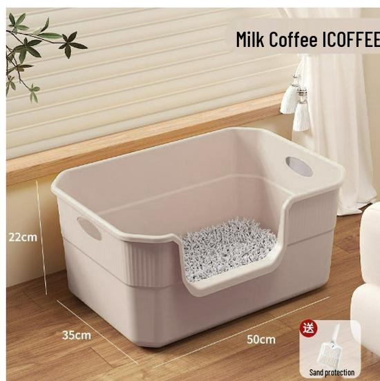 Extra Large Splash-Proof Open Cat Litter Box for Indoor Kittens