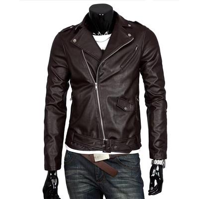 Jaqueta De Couro Multi PU Masculina Com Gola Flip Punk Jaqueta De Couro De Motocicleta Masculina Cardigan Jaqueta De Couro