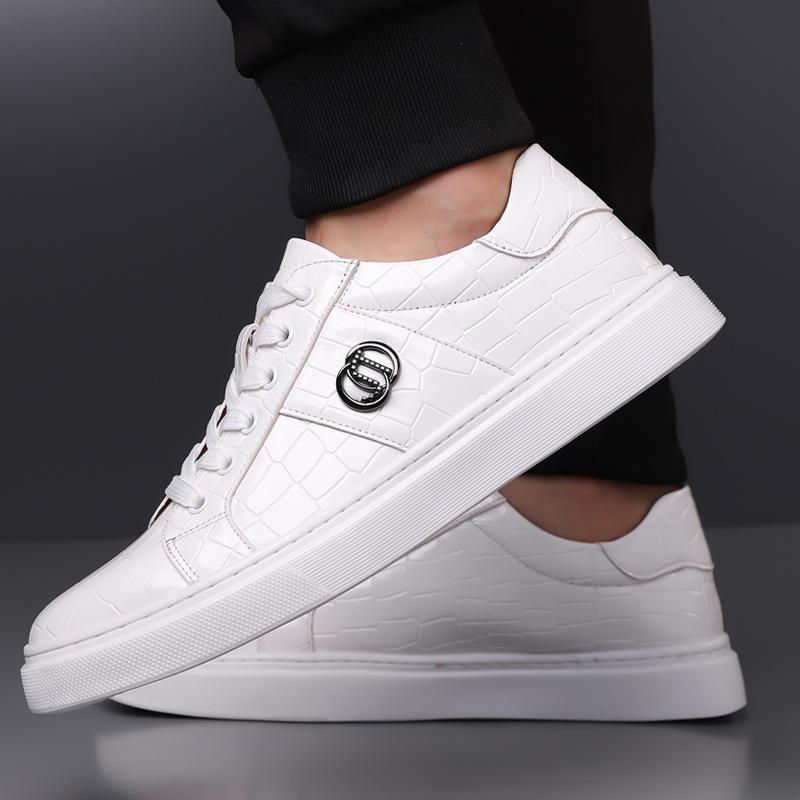 Fashion Men's Leather Casual Shoes Big Size 48 Luxury Designer Board Shoes Man Brand Shoes Lace-up Flat Summer Sneakers For Man