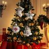New Christmas Linen Pendant Printed Five-pointed Star Christmas Tree Shopping Mall Decoration Small Pendant