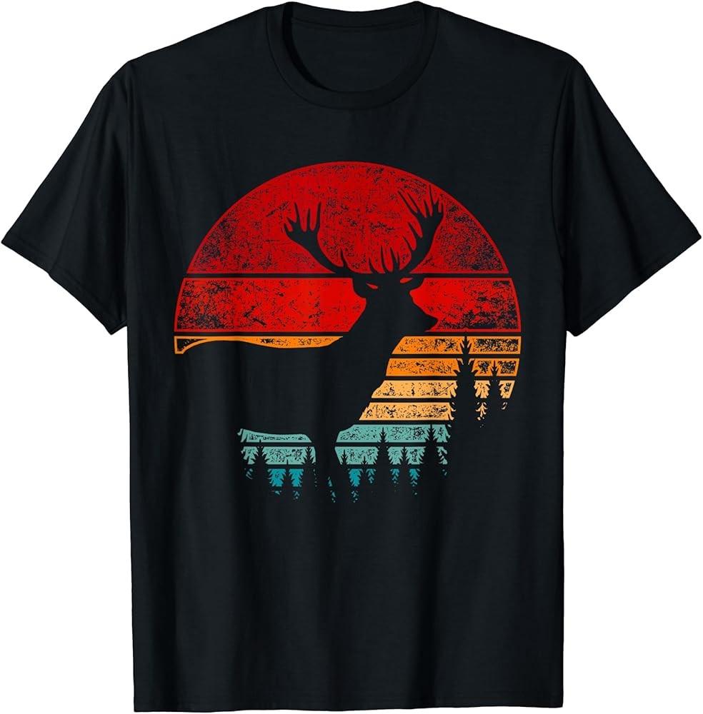 Deer Antlers Wildlife Forest Animal Retro Trees Nature TShirt Unisex T-Shirt XXXXL