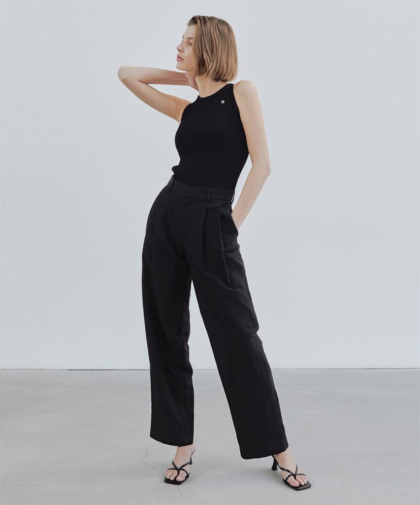IHR Crispy Two-Tuck Slacks / Black