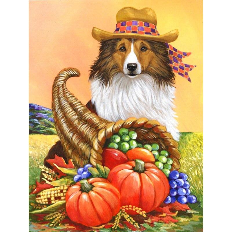 New 5D DIY Diamond Painting Dog Diamond Embroidery Animal Cross Stitch Full Round Drill Home Decor Manual Halloween Gift