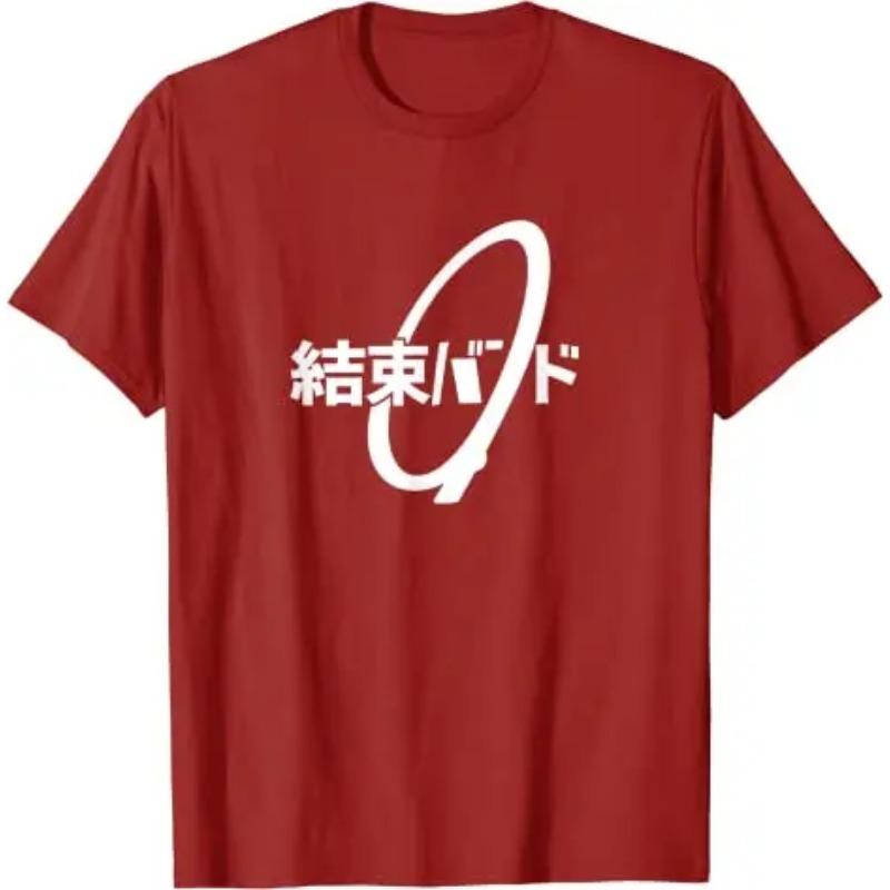 Pattern T-shirt Top Letter Print Aesthetic Clothing Chinese Characters Hiragana End Band Rock Band T-shirt