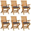 Chaises de jardin avec coussins  lot de 6 Bois teck