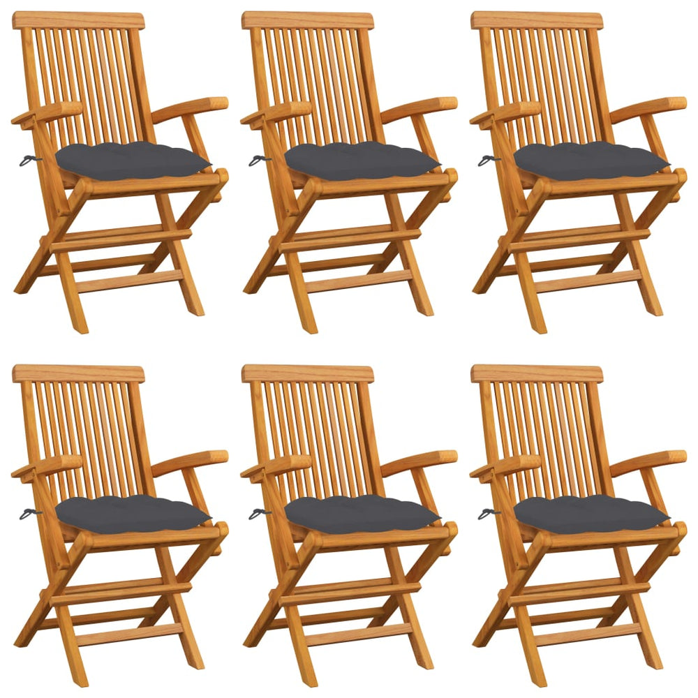 Chaises de jardin avec coussins  lot de 6 Bois teck