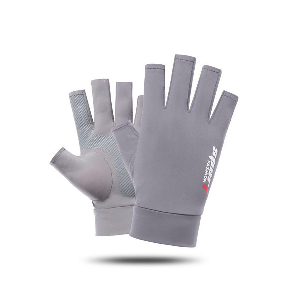 Breathable Ice Silk Gloves Half Finger Anti-UV Sun Protection Cycling Running Fishing Driving Sports Quick Dry Thin Glove