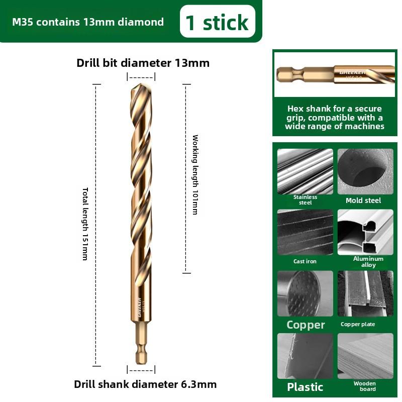 1-13mm Cobalt HSS Twist Drill Bit Straight Shank Hex Carbide Tip for Metal Stainless Steel Iron 304 Drilling