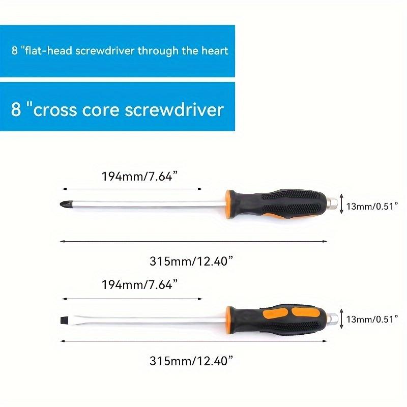 2-teiliges Set 6-8 Zoll Rutschfest Durchgehender Hammer Schraubendreher Magnetischer Schraubendreher-Satz Schlitzschraubendreher mit Weichgriff