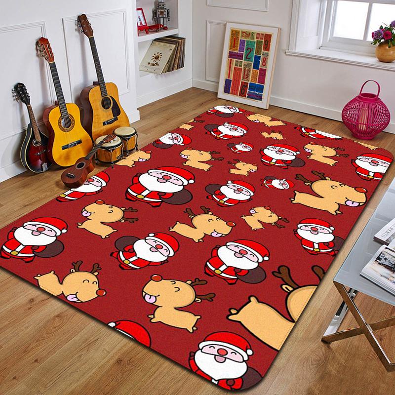 C-Weihnachten Bedruckter Teppich Eingang Fußmatte Wohnzimmer Schlafzimmer Badezimmer Rutschfester Teppich Heimdekorative Fußmatte Neujahrsgeschenk