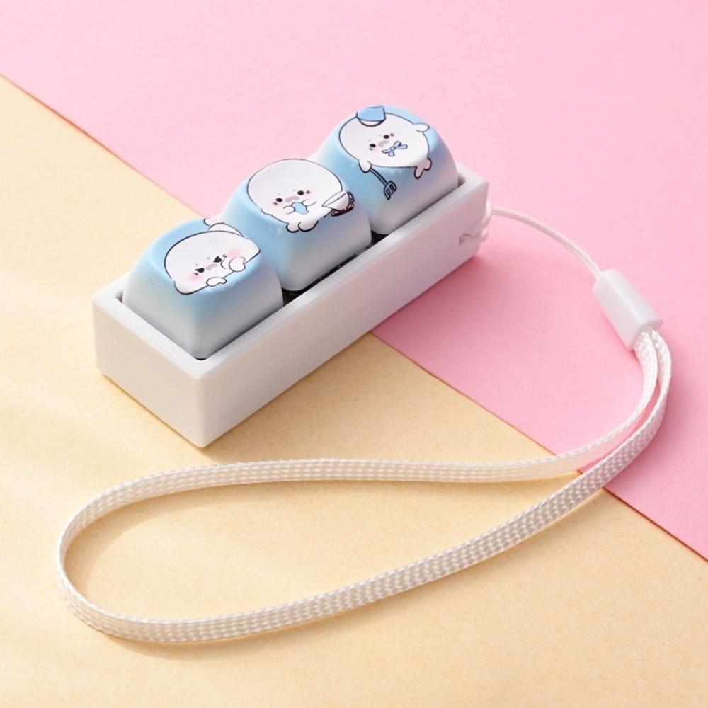 Cartoon Cat Keycap Fidget Keychain 3 Keys Finger Press Keycap Keychain  Calming