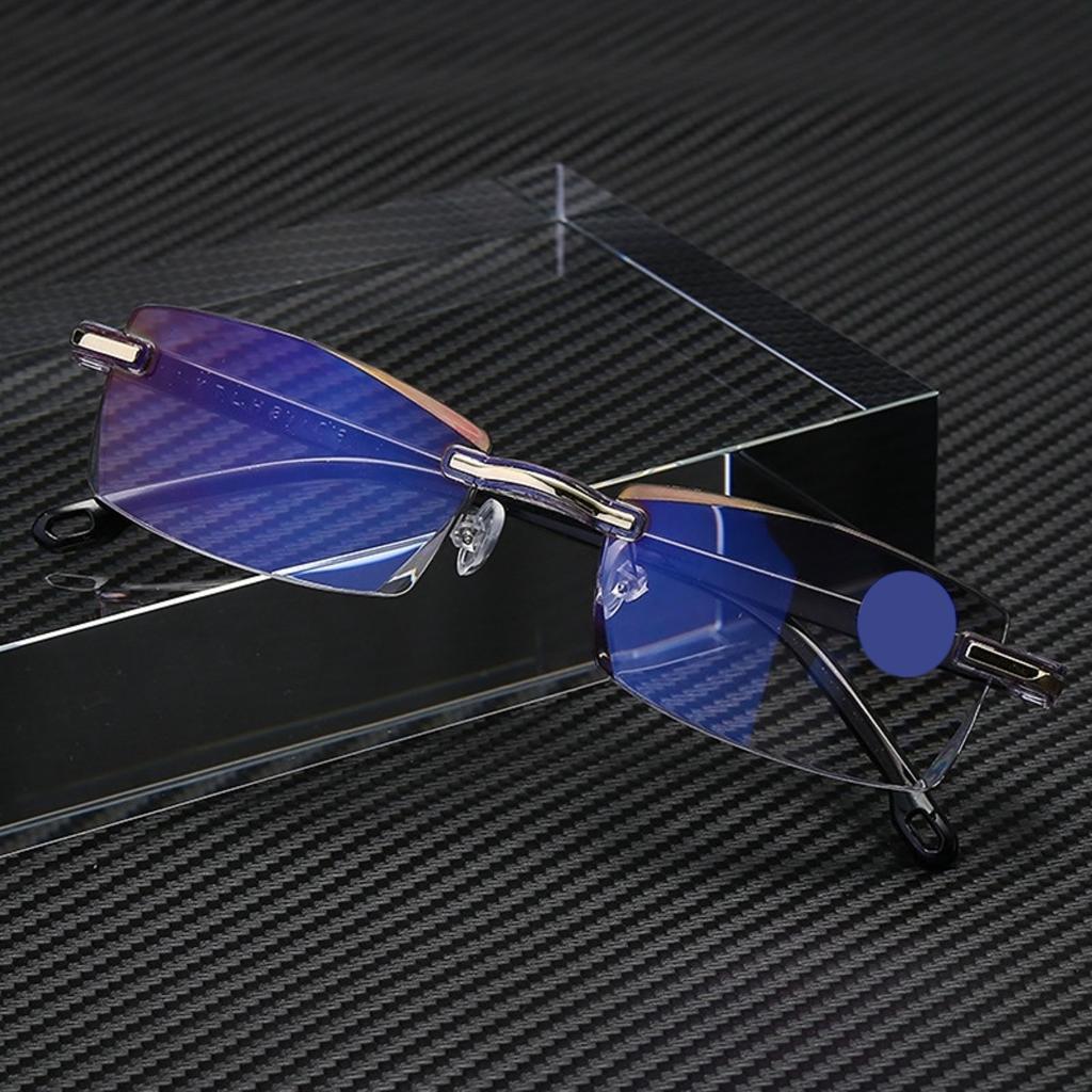 8pcs Ultra-Light Rimless Reading Glasses for Men & Women - Anti-Blue Light, Fashionable Rectangle Design