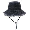 Frayed Edge Cotton Bucket Hat: Summer Sun Protection for Outdoor Travel and Shopping