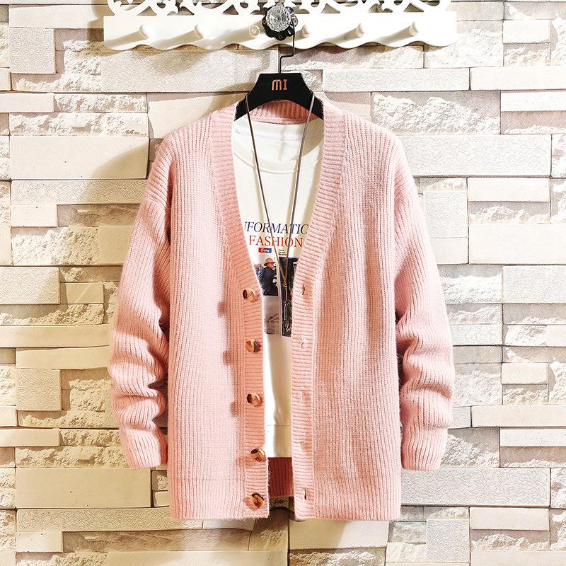

Trendy 2024 Men s V-Neck Knit Cardigan - Fashionable Casual Sweater Jacket L світло-рожевий колір