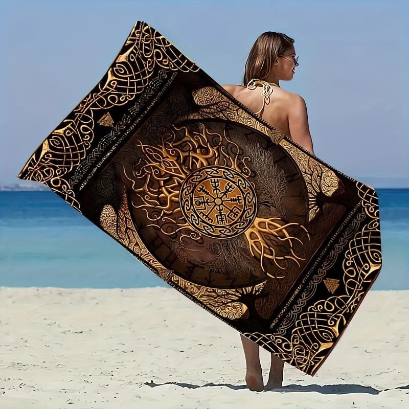 Asciugamano da Spiaggia Albero della Vita Vichingo: Design Unico per Giornate di Spiaggia alla Moda Adatto per asciugamani, asciugamani da bagno, teli mare