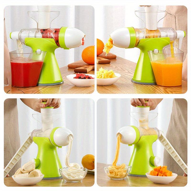 Manual Fruit Juicer with Hand Crank , Heavy Duty Plastic Construction, Non Electric Citrus , Berry Juicer for Lemons, Oranges, Apples, Berries