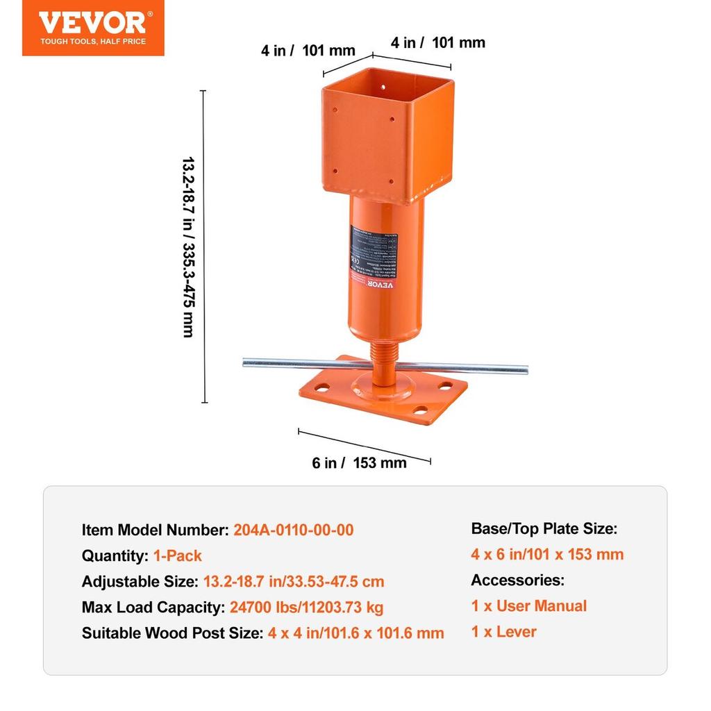 Adjustable Shore Lift Stand Floor Roof Beam 4"x4" House Leveling Jack Post