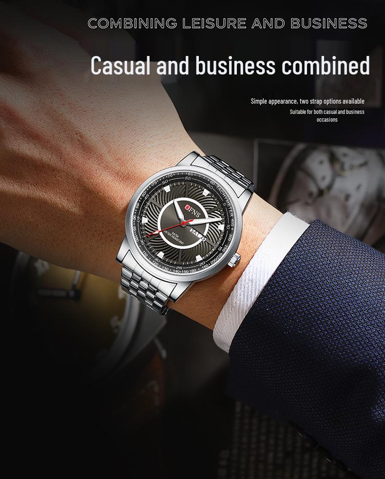 Oufanni Men's Waterproof Quartz Watch - Trendy, Fashionable Business Wristwatch