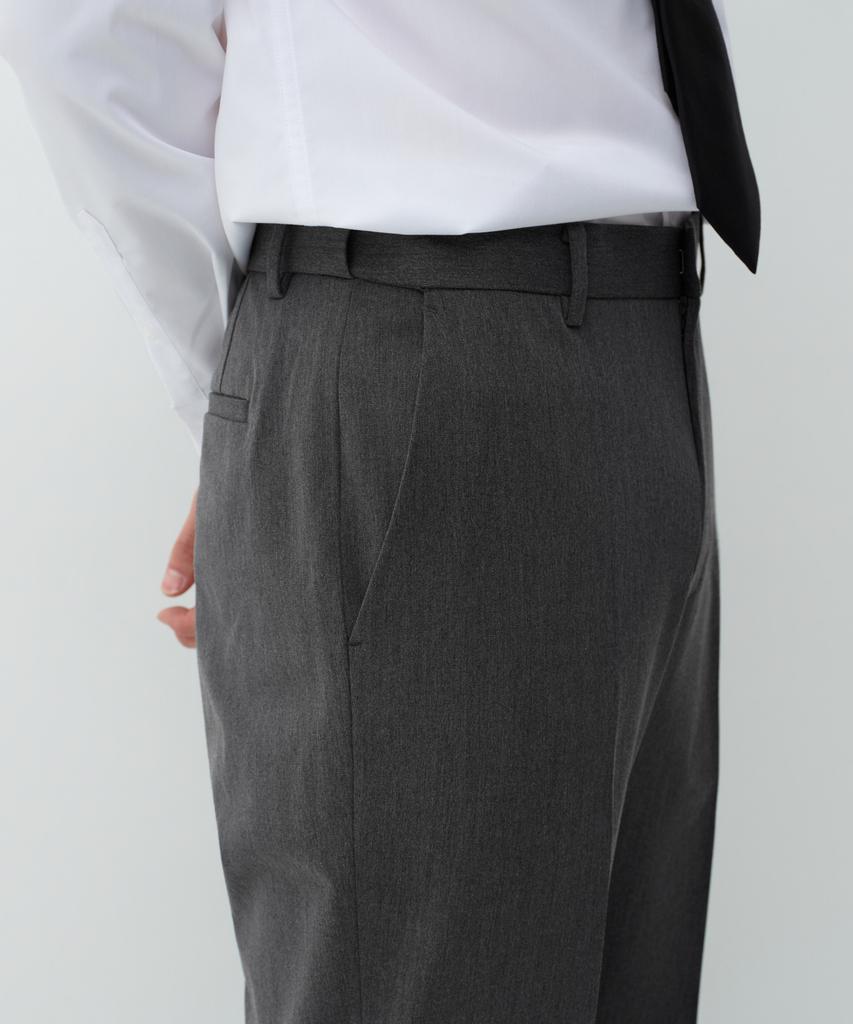 MUSINSA STANDARD New Wide Hidden Banding Slacks [Medium Gray]