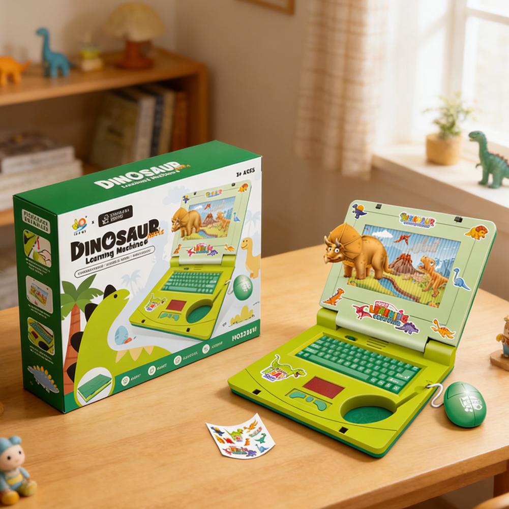 Kids Learning Computer With Music Cute Cartoon Design Attracts Kids. Home Preschool Learning Activities