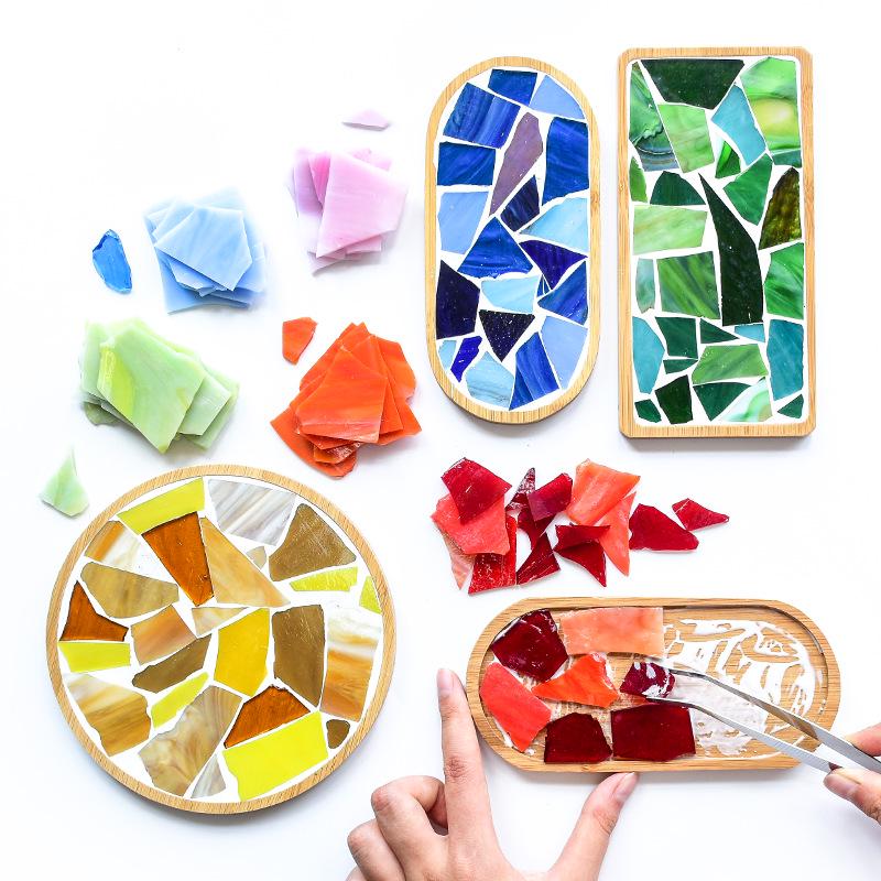Scaglie di Mica di Vetro Frantumato Multicolore Fatte a Mano per Decorazione Inlay Mosaico Fai da Te