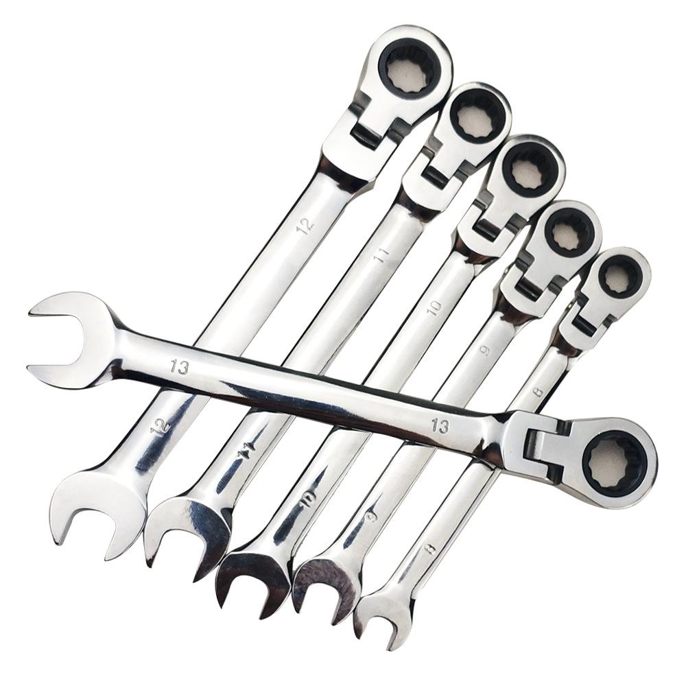 12-Piece Flex-Head Ratcheting Wrench Set Metric 8mm-19mm Tools,72-Teeth Combination Ended Spanner kits Chrome Vanadium Steel