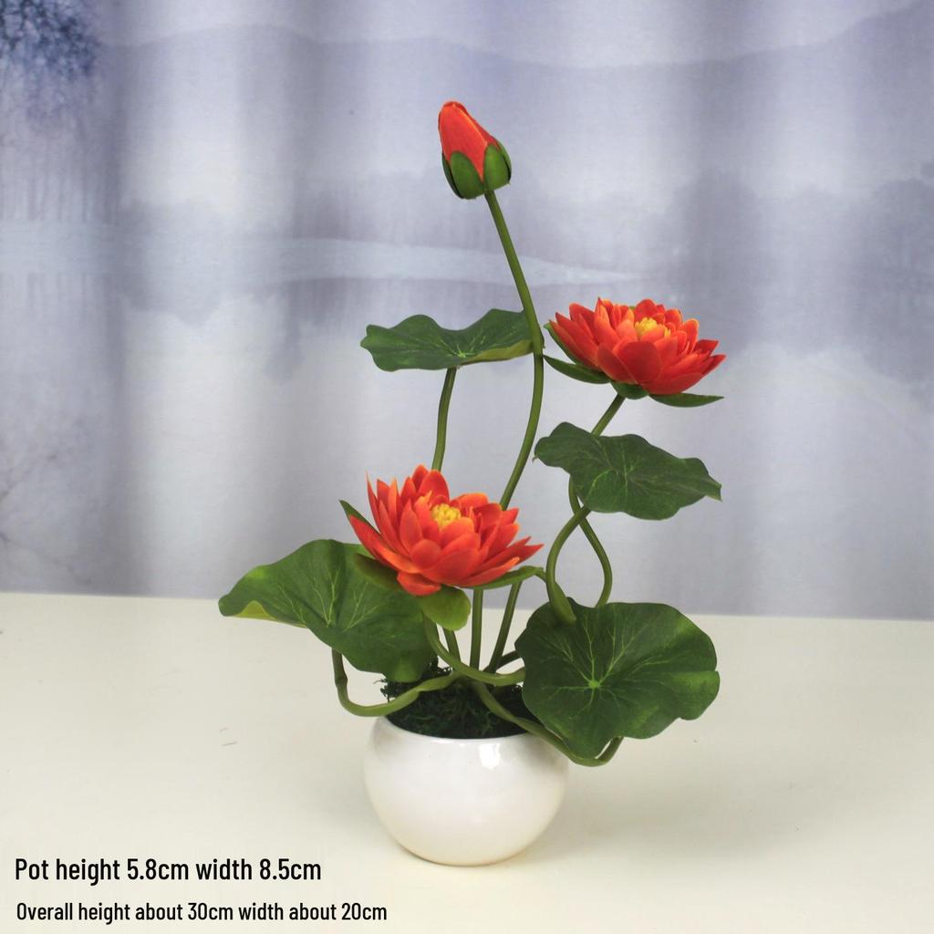 Artificial Lotus Flowers for Buddha Altar, Decorative Silk Bonsai, and Small Guanyin Ornaments
