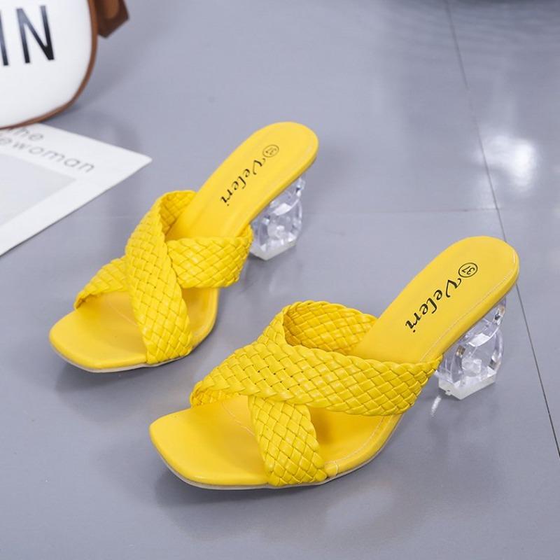 Fashion Transparent Strange High Heels Sandals Women Summer Plus Weave Female Slippers Fashion