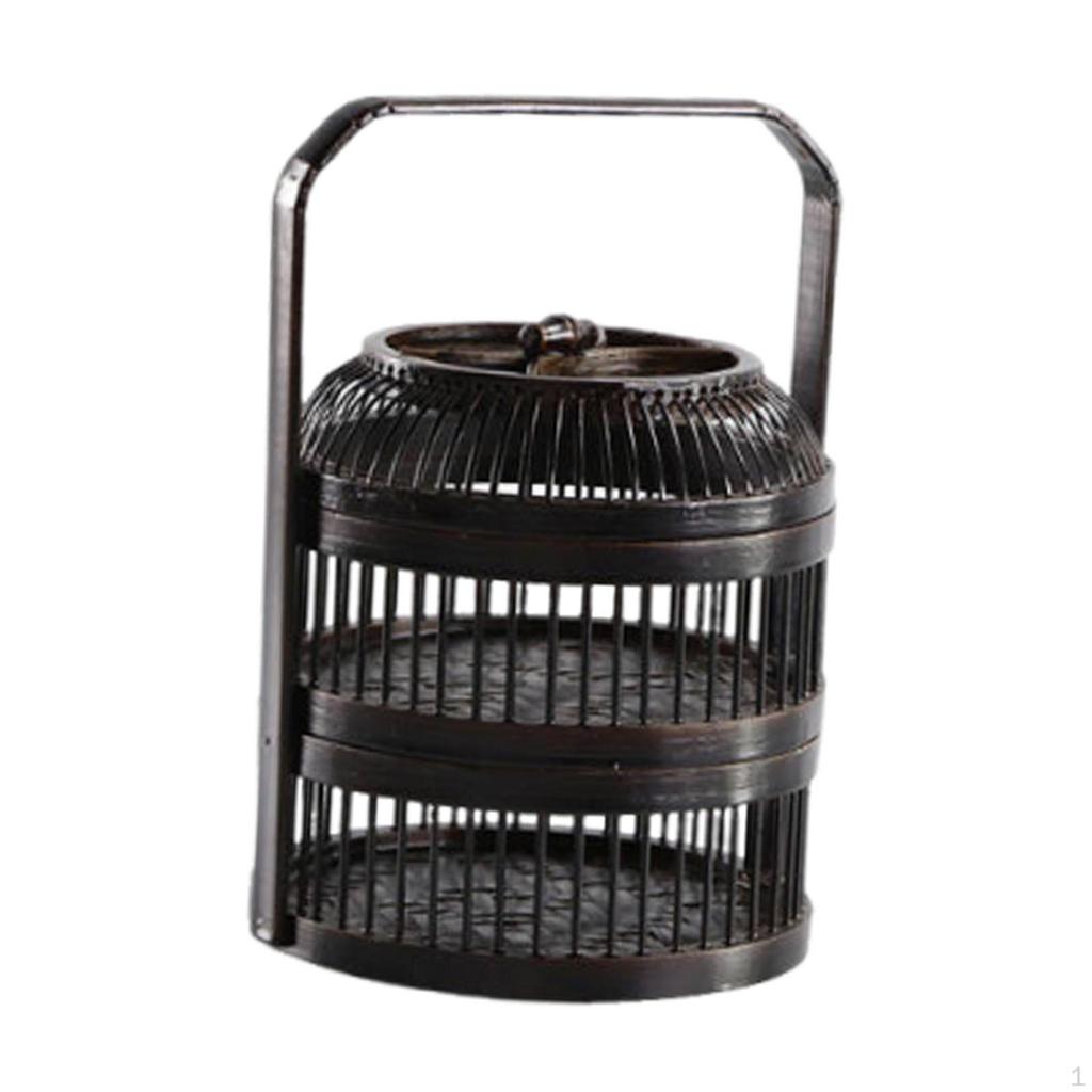 Bamboo Basket for Home Organization with Two Layers Gatherings