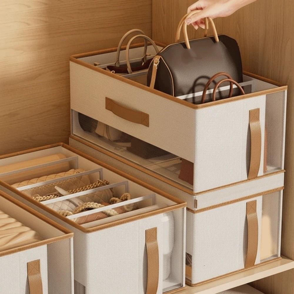 Non-Woven Fabric 5 Grids Handbag Storage Box Large Capacity Purse Storage Organizer Closet