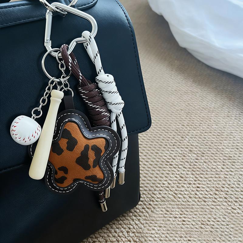 Yogodlns Matte Leopard Print Flower Mini Backpack Hanging Handbag Pendant Bag Pendant Bags Accessories