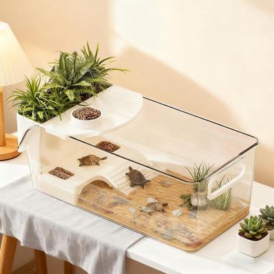 Acuario para tortugas, terrario desmontable, accesorios para reptiles, caja de terrario acuático para alimentar tortugas, ranas arborícolas y salamandras.