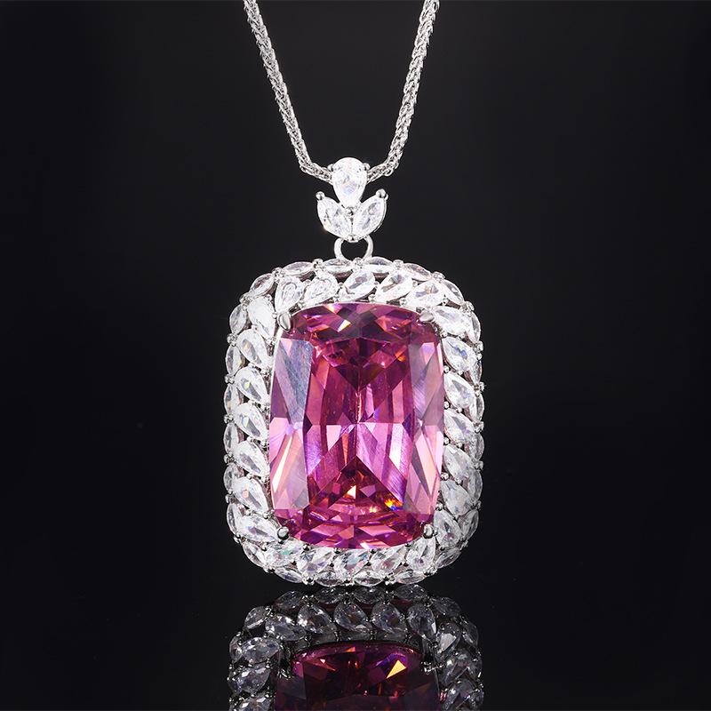 Jewelry Copper Bottom Gold-Plated Imitation Color Treasure Temperament Pendant Necklace Main Stone 20 * 28