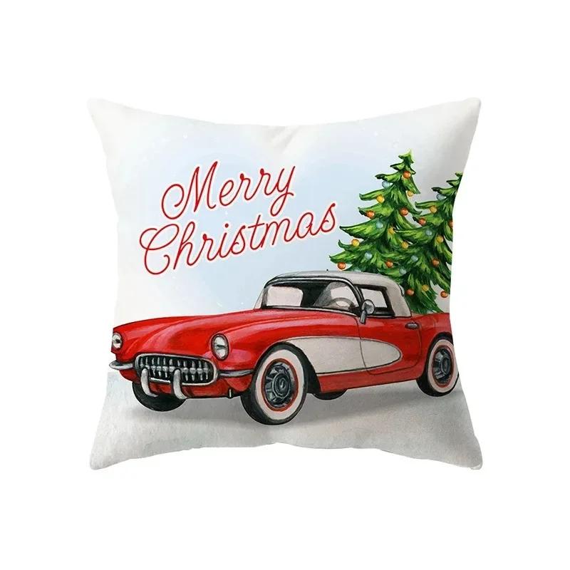 Christmas Theme Santa Claus Printed Pattern Cushion Cover Home Living Room Sofa Decoration Pillow 45x45cm