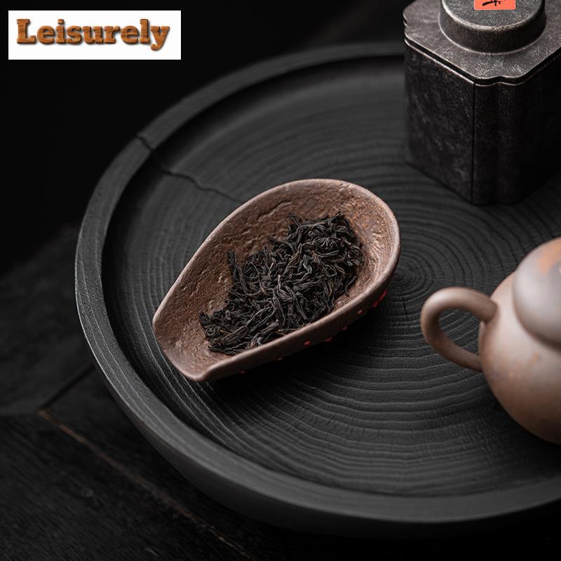 Handgehaltener Blütenblatt-Tee-Löffel aus altem Felsen-Schlamm, Antike Chahe-Schaufel, Haushalts-Erweckungs-Teelöffel, Kung Fu-Tee für Tee-Ornamente